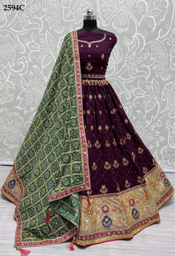 SERIES ‚Äì 2594A TO 2594C BY ANJANI ART EMBROIDERY LEHENGA CHOLI MANUFACTURER IN INDIA