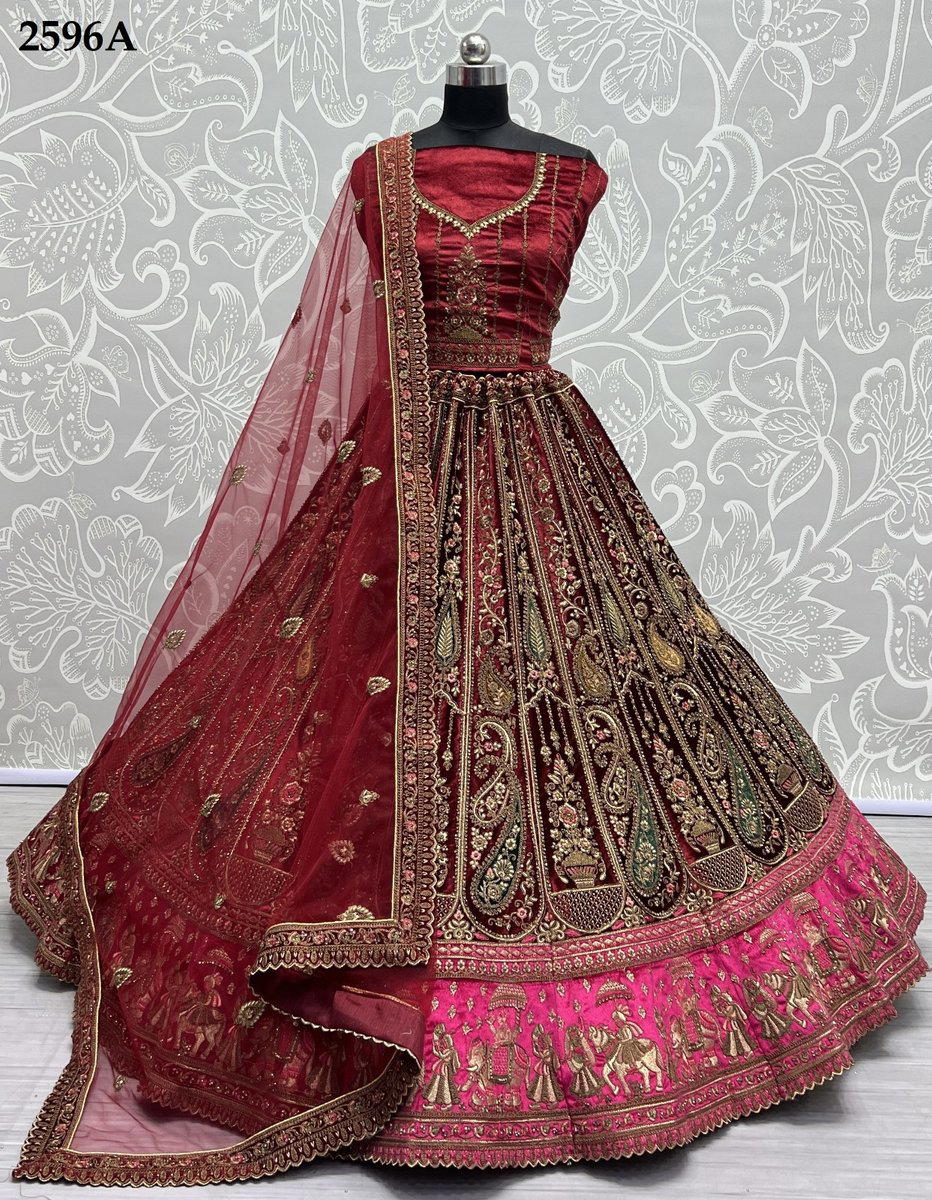 DNO. 2596A & 2596B BY ANJANI ART EMBROIDERY LEHENGA CHOLI WHOLESALER IN INDIA 1