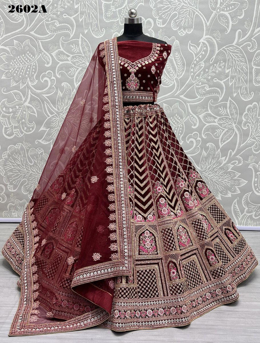 D.NO. 2602A & 2602B BY ANJANI ART EMNROIDERY LEHENGA CHOLI WHOLESALER IN INDIA 1