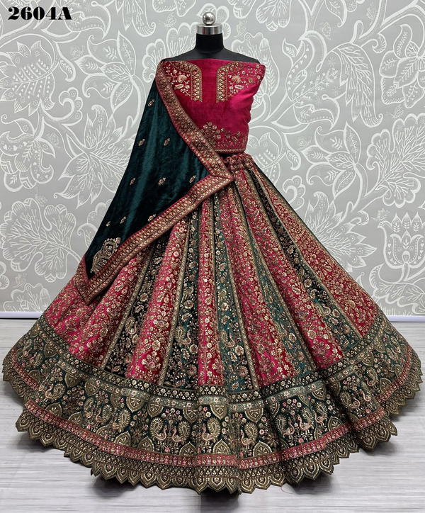 SERIES ‚Äì 2604A TO 2604D BY ANJANI ART EMBROIDERY LEHENGA CHOLI WHOLESALER IN INDIA