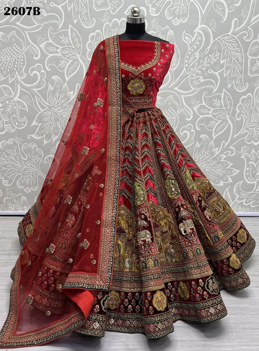 D.NO. 2607A & 2607B BY ANJANI ART EMBROIDERY LEHENGA CHOLI WHOLESALER IN INDIA 1