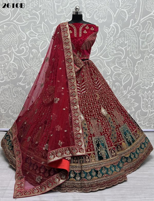 D.NO. 2610A & 2610B BY ANJANI ART EMBROIDERY LEHENGA CHOLI MANUFACTURER IN INDIA