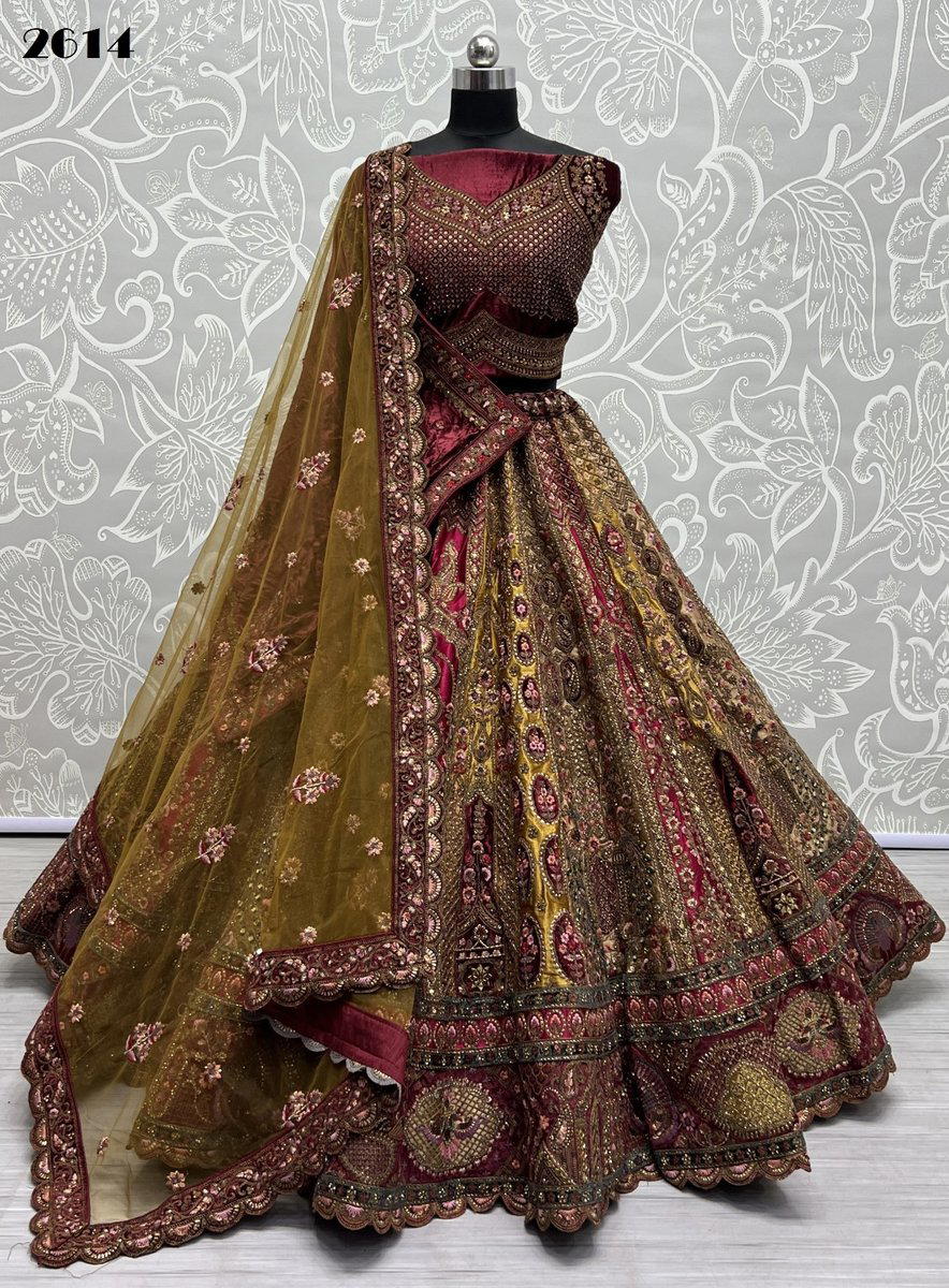 D.NO. 2614 BY ANJANI ART EMBROIDERY LEHENGA CHOLI MANUFACTURER IN INDIA 1