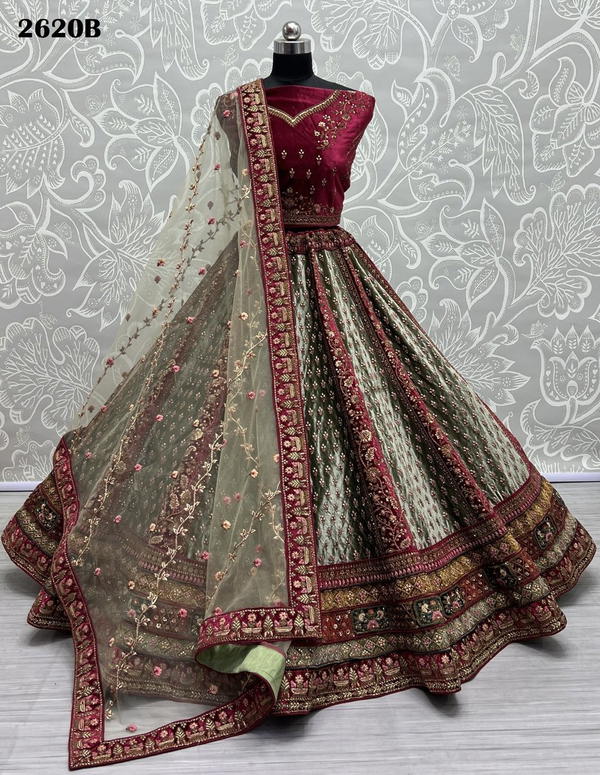 SERIES ‚Äì 2620A TO 2620E BY ANJANI ART EMBROIDERY LEHENGA CHOLI MANUFACTURER IN INDIA