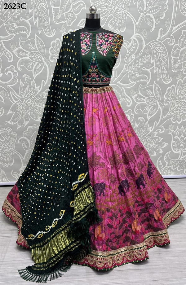 SERIES ‚Äì 2623A TO 2623C BY ANJANI ART HEAVY PRINTED LEHENGA CHOLI MANUFACTURER IN INDIA