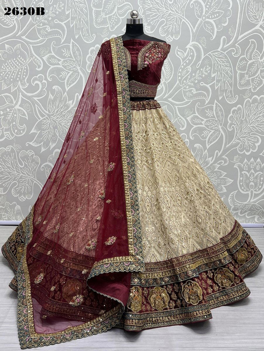 D.NO. 2630A & 2630B BY ANJANI ART NET LEHENGA CHOLI WHOLESALER IN INDIA 1
