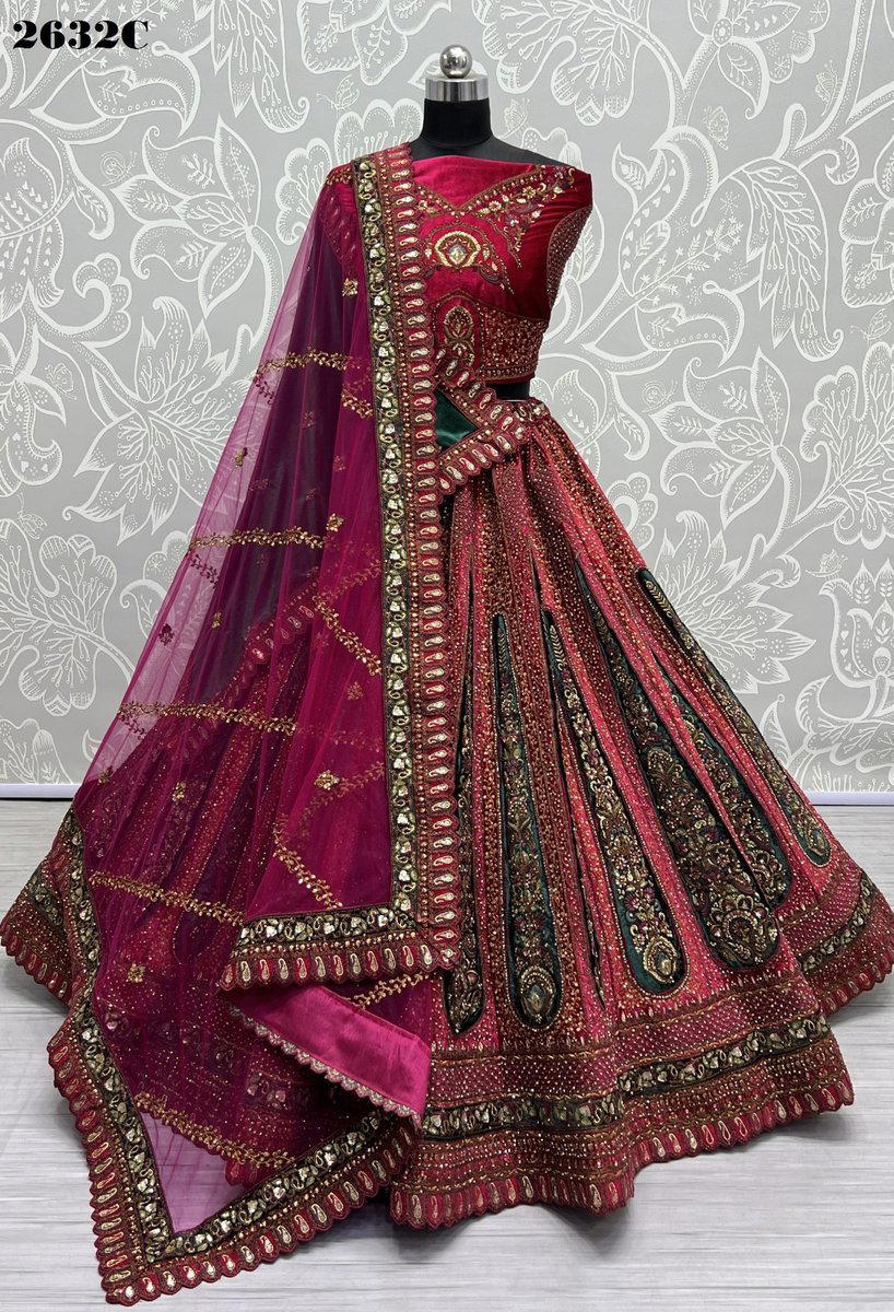 SERIES – 2632 A TO 2632 C BY ANJANI ART DESIGNER LEHENGA CHOLI WHOLESALERS IN SURat 1