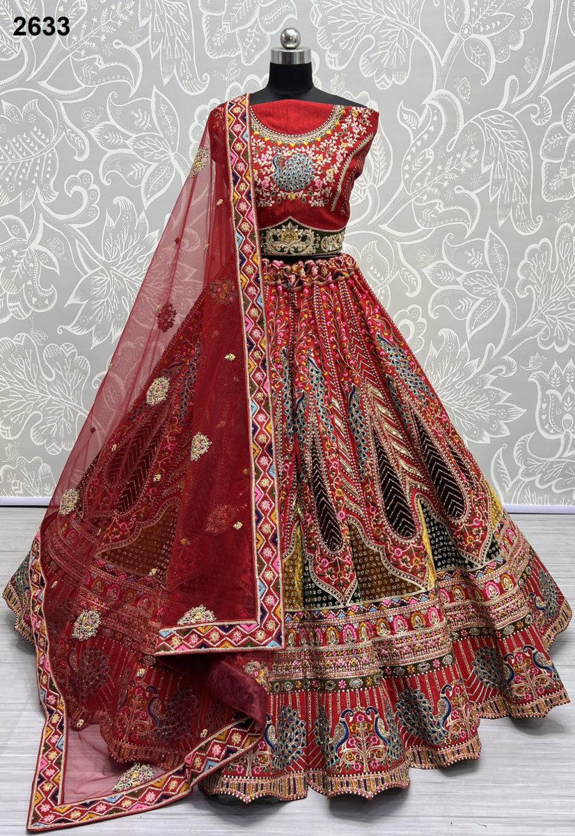 D.NO. 2633 BY ANJANI ART EMBROIDERY LEHENGA CHOLI WHOLESALER IN INDIA 1