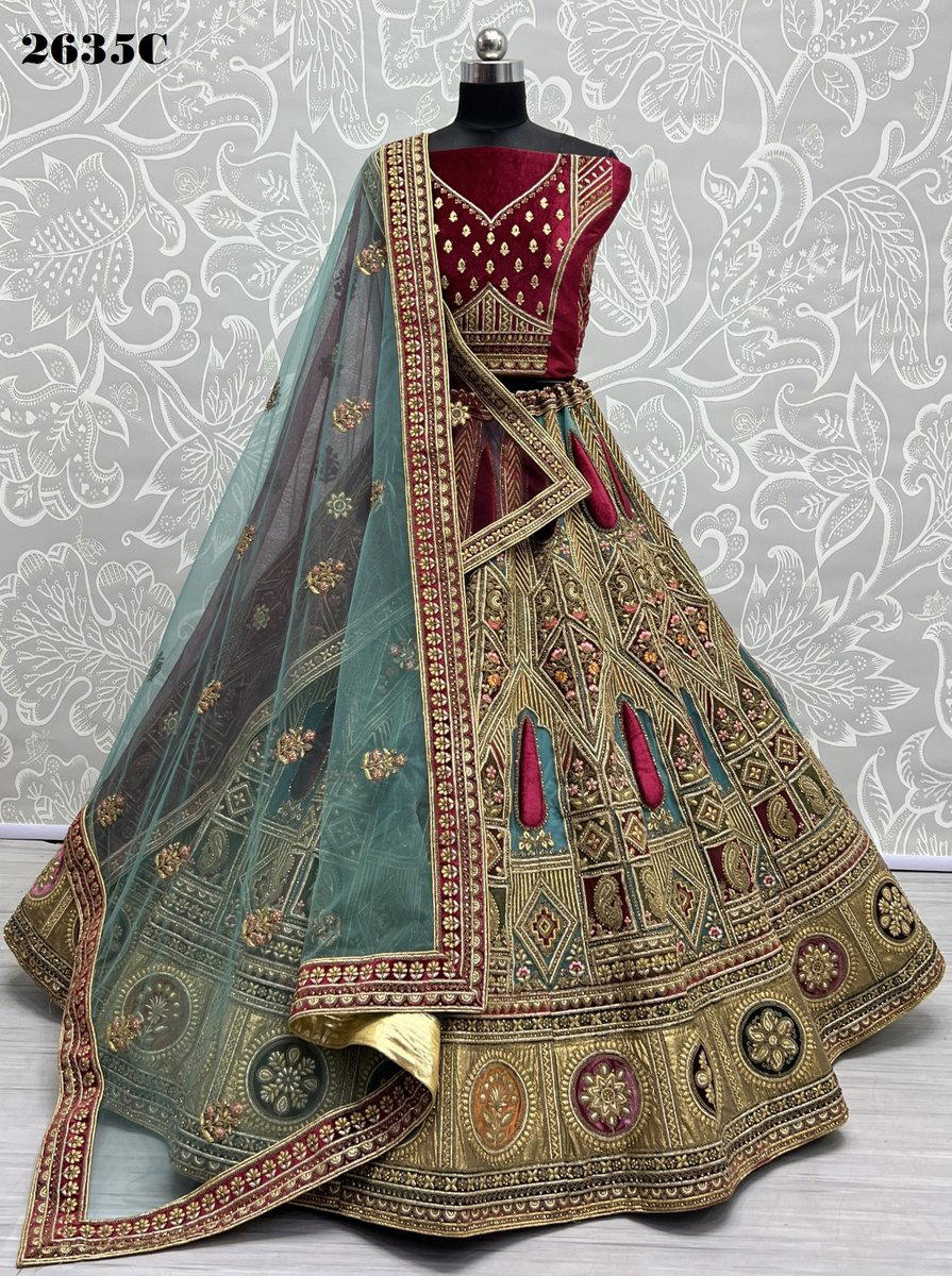 SERIES 2635A TO 2635C BY ANJANI ART EMBROIDERY LEHENGA CHOLI WHOLESALER IN INDIA 1