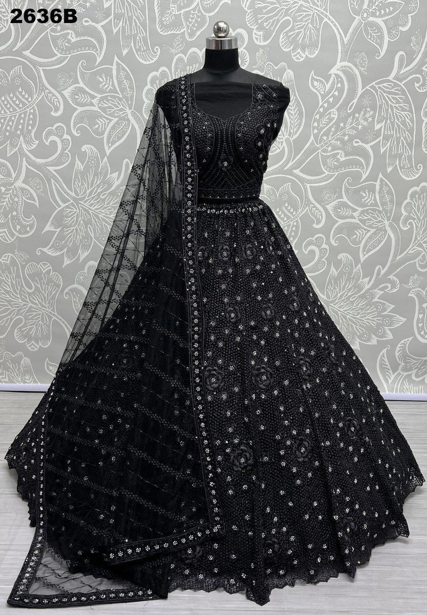 D.NO. 2636A & 2636B BY ANJANI ART HEAVY NET LEHENGA CHOLI MANUFACTURER IN INDIA 1