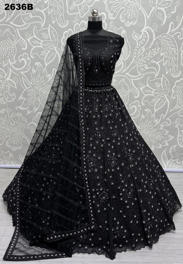 D.NO. 2636A & 2636B BY ANJANI ART HEAVY NET LEHENGA CHOLI MANUFACTURER IN INDIA