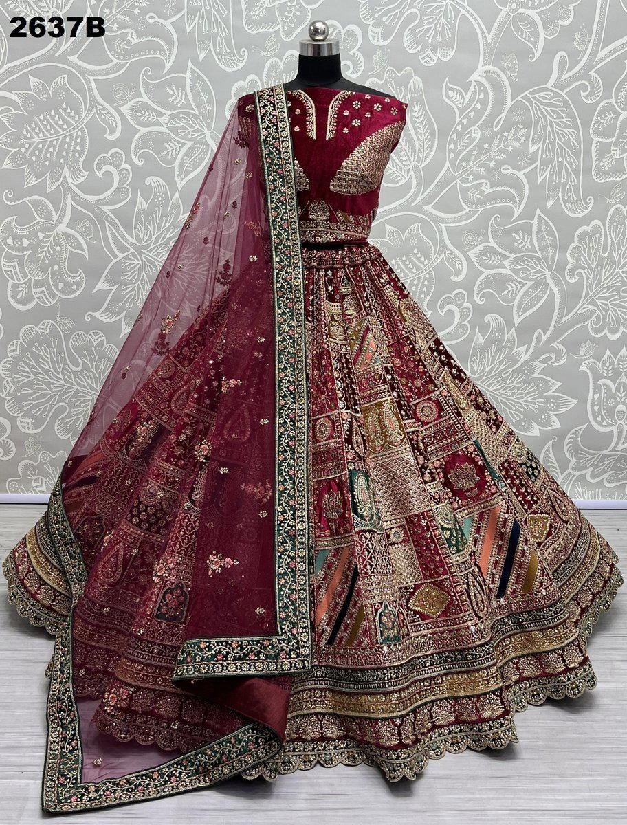 D.NO. 2637A TO 2637D BY ANAJANI ART EMBROIDERY LEHENGA CHOLI WHOLESALER IN INDIA 1