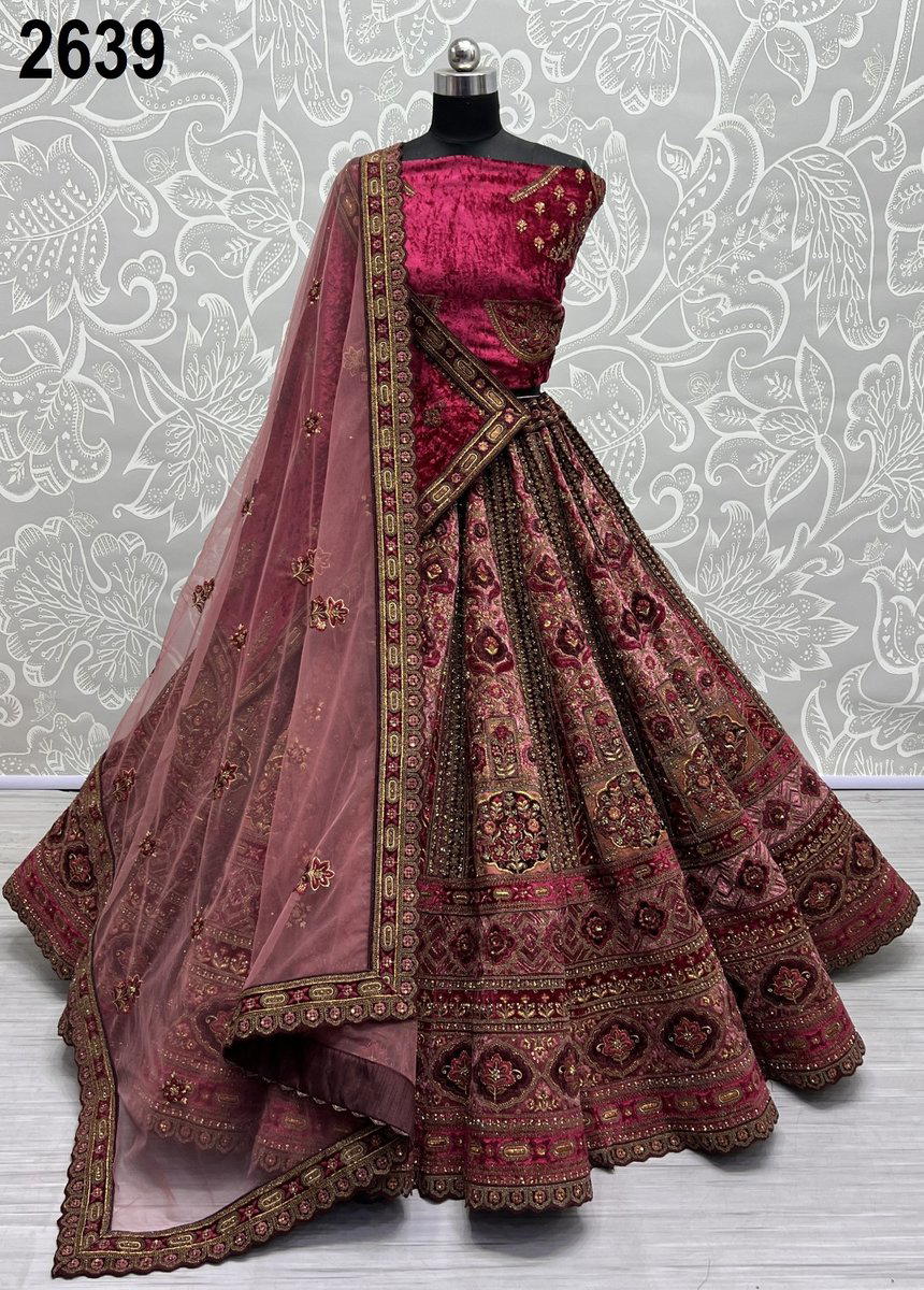 D.NO. 2639 BY ANJANI ART VELVET LEHENGA CHOLI MANUFACTURE RIN INDIA 1
