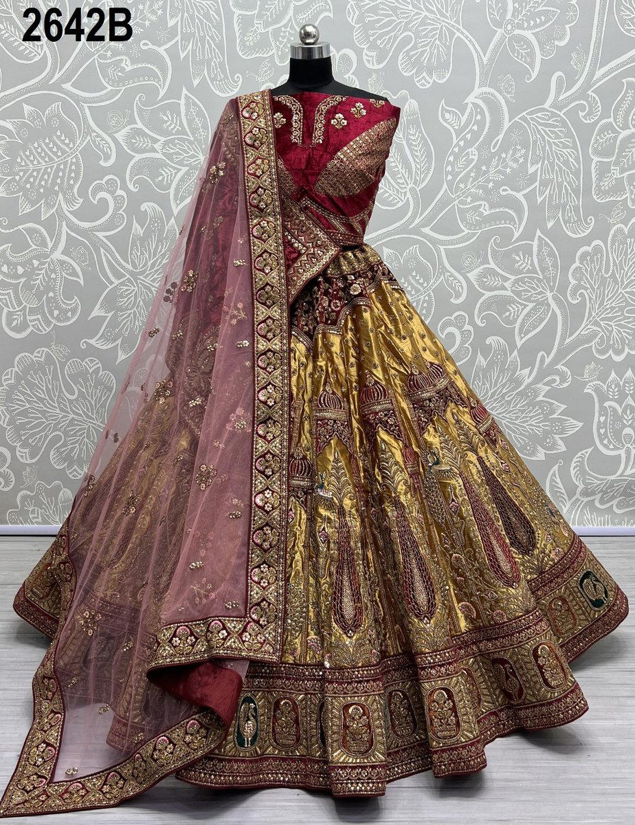 D.NO. 2642A & 2642B BY ANJANI ART BROCADE SILK LEHENGA CHOLI EXPORTER IN INDIA 1