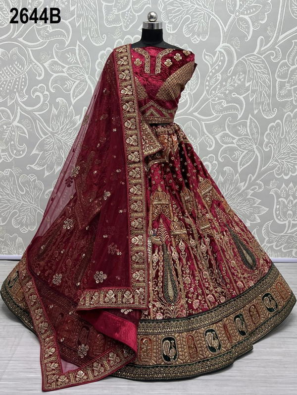 D.NO. 2644A TO 2644C BY ANJANI ART EMBROIDERY LEHENGA CHOLI WHOLESALER IN INDIA