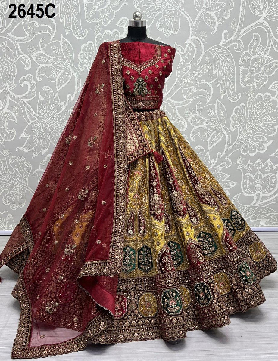 D.NO. 2645A TO 2645C BY ANJANI ART DESIGNER LEHENGA CHOLI WHOLESALERS IN SURAT 1
