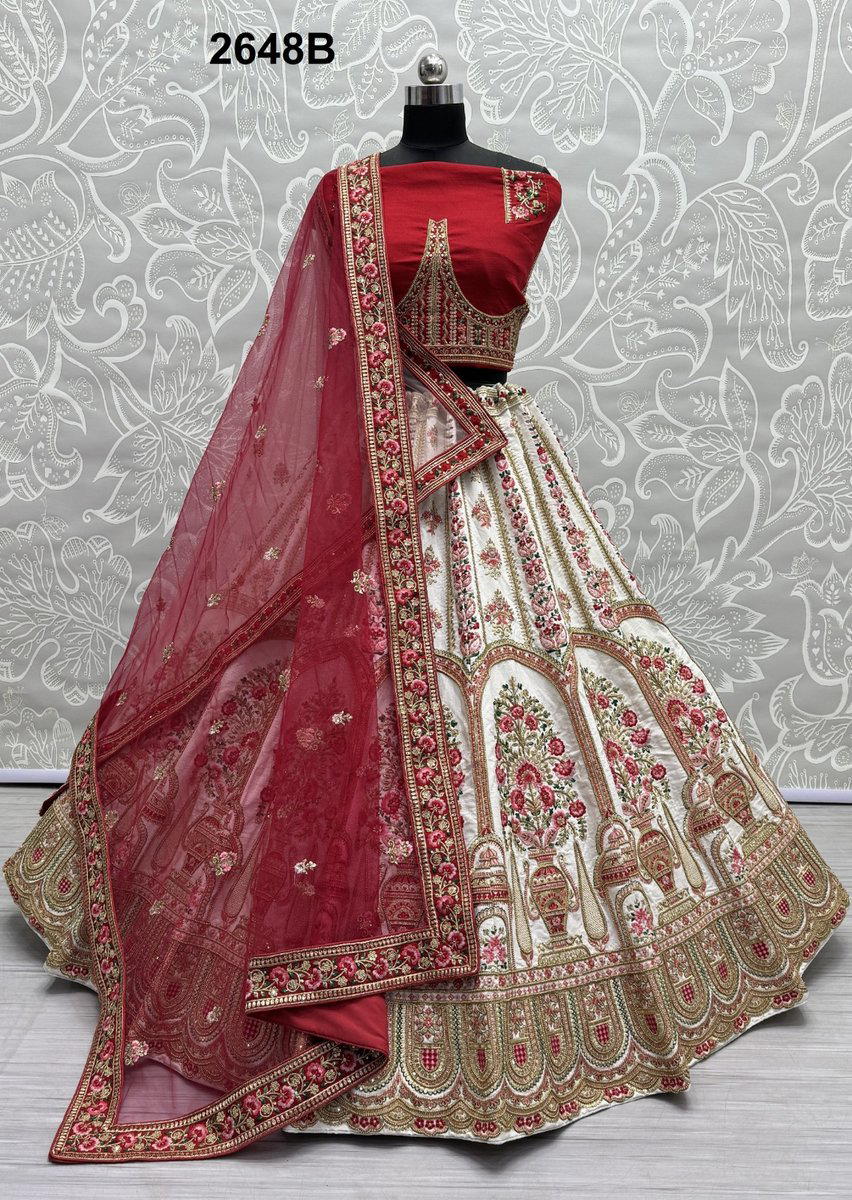D.NO. 2648 A & 2648 B BY ANJANI ART HEAVY SILK BRIDAL LEHENGA CHOLI WHOLESALER IN INDIa 1