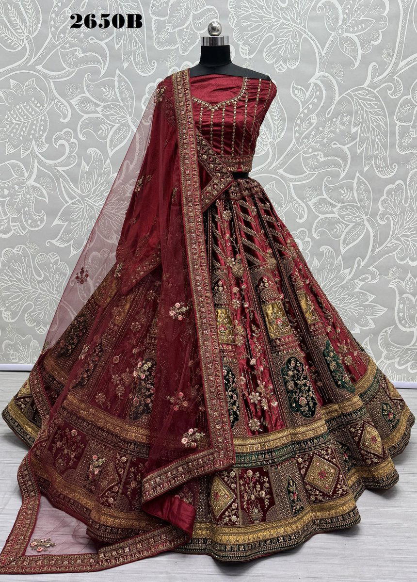 D.NO. 2650A & 2650B BY ANJANI ART EMBROIDERY LEHENGA CHOLI WHOLESALER IN INDIA 1