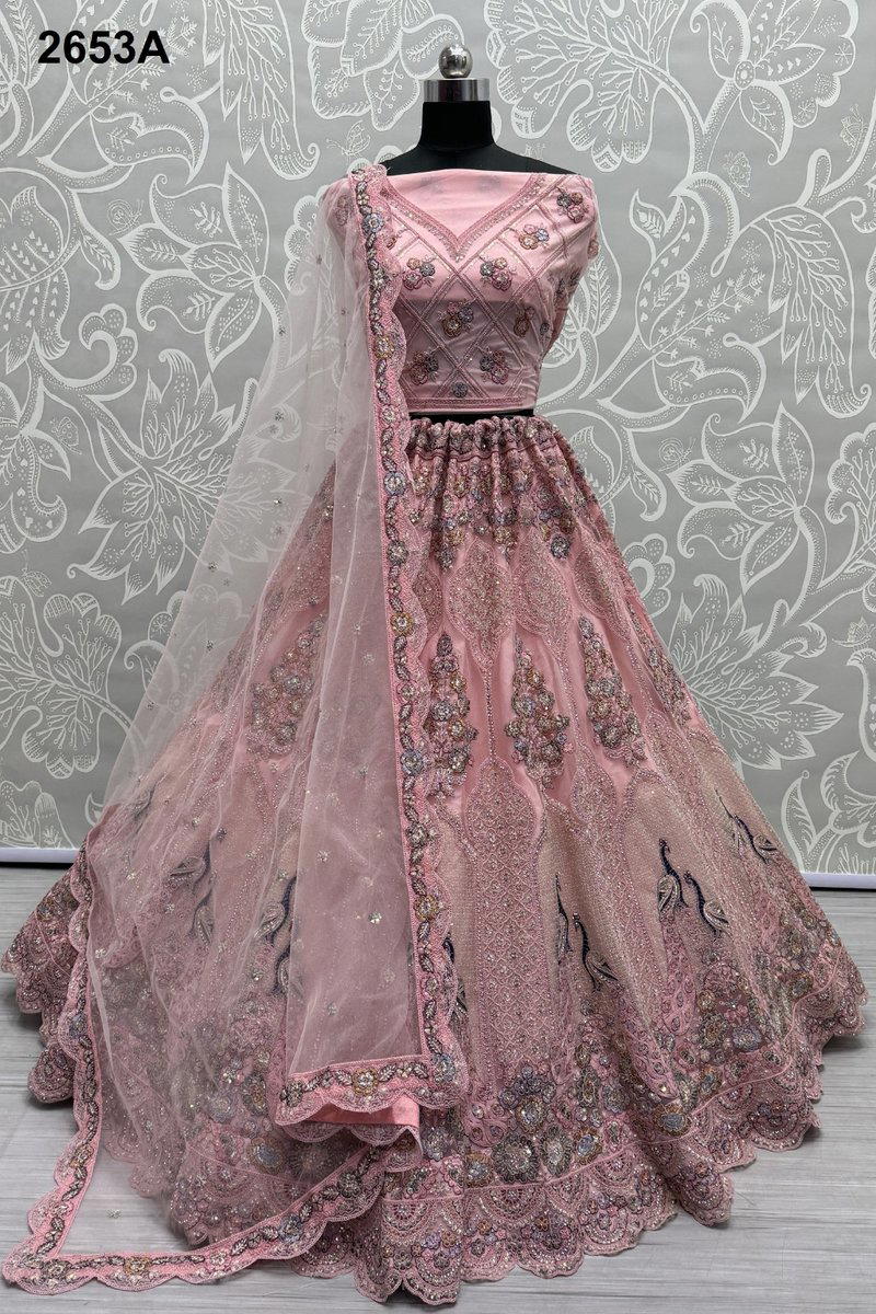 D.NO. 2653A TO 2653D BY ANJANI ART HEAVY NET LEHENGA CHOLI WHOLESALER IN INDIA 1