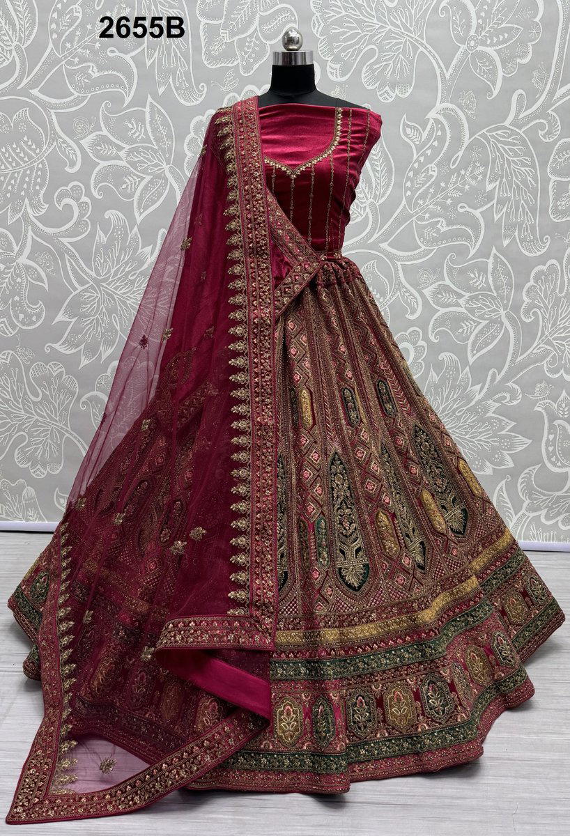 D.NO. 2655A & 2655B BY ANJANI ART VELVET LEHENGA CHOLI MANUFACTURER IN INDIA 1