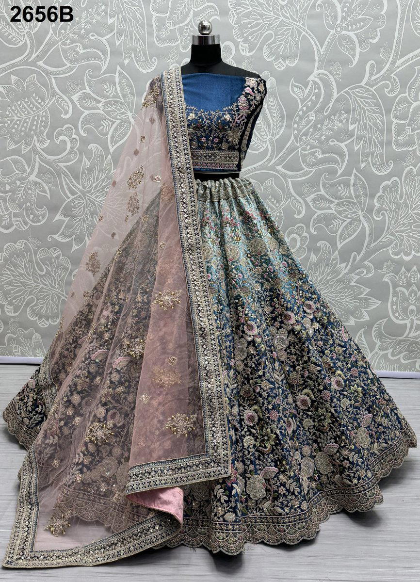 D.NO. 2656A TO 2656C BY ANJANI ART PARTY WEAR LEHENGA CHOLI WHOLESALER IN INDIA 1