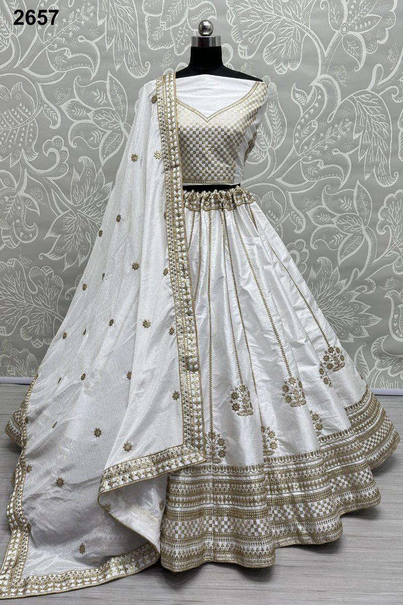 D.NO. 2657 BY ANJANI ART SILK LEHENGA CHOLI WHOLESALER IN INDIA 1