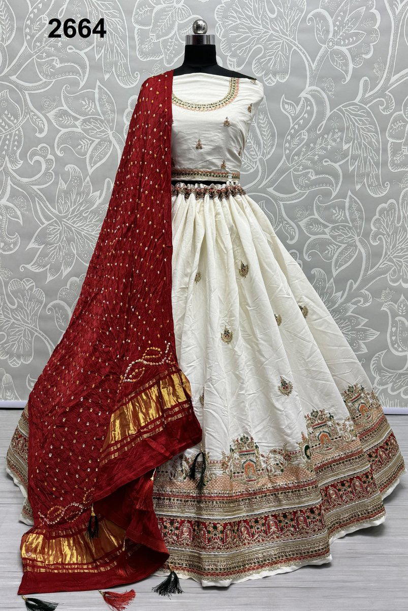 D.NO. 2664 BY ANJANI ART SILK LEHENGA CHOLI MANUFACTURER IN INDIA 1