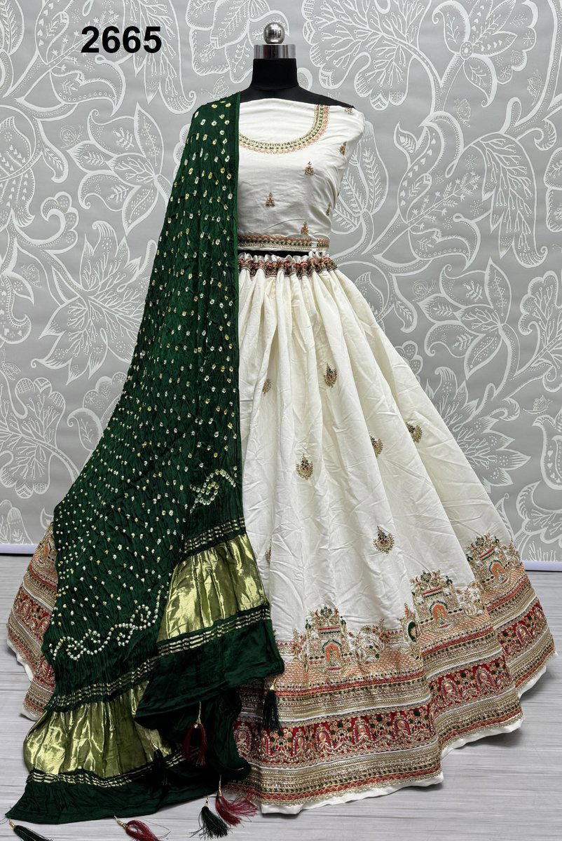 D.NO. 2665 BY ANJANI ART SILK LEHENGA CHOLI MANUFACTURER IN INDIA 1