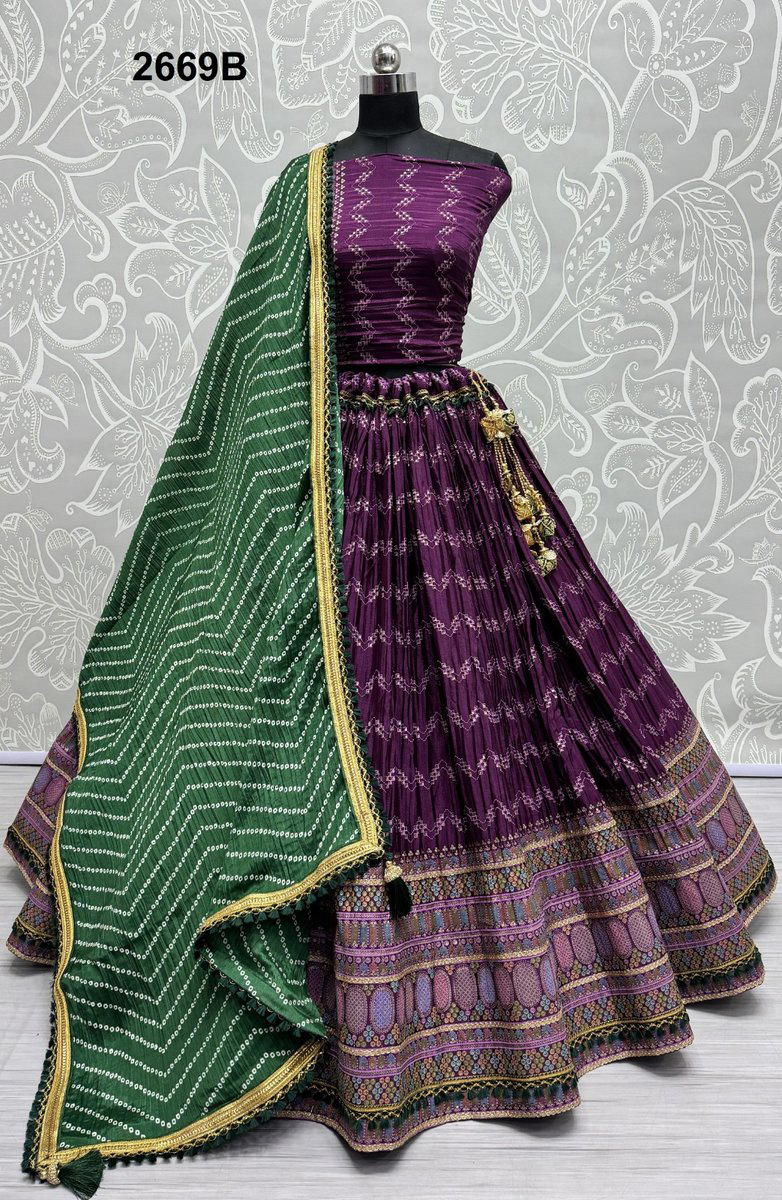 D.NO. 2669A & 2669B BY ANJANI ART CHINNON LEHENGA CHOLI WHOLESALER IN INDIA 1