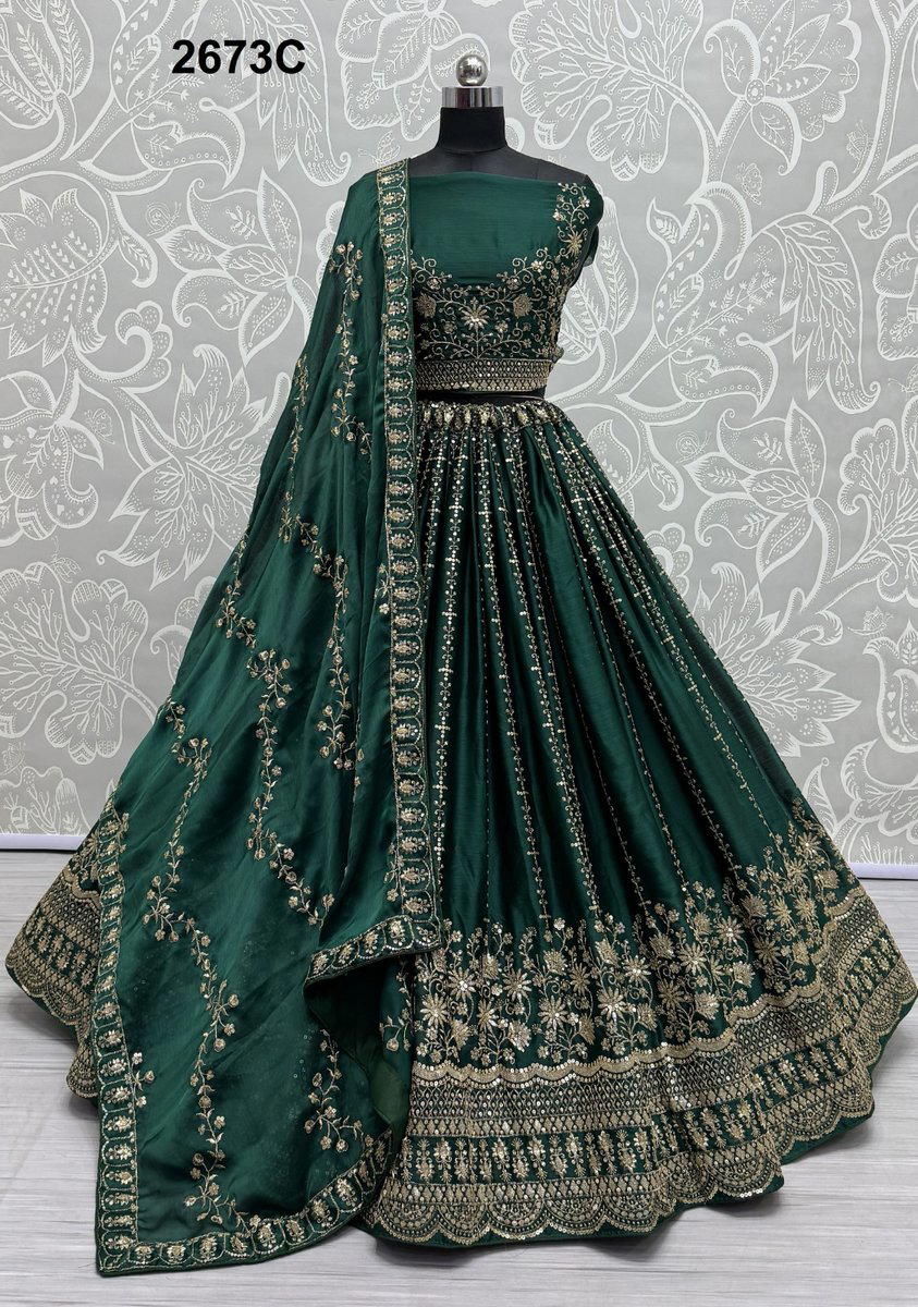 D.NO. 2673A TO 2673C BY ANJANI ART SATIN CHIFFON LEHENGA CHOLI WHOLESALER IN INDIA 1