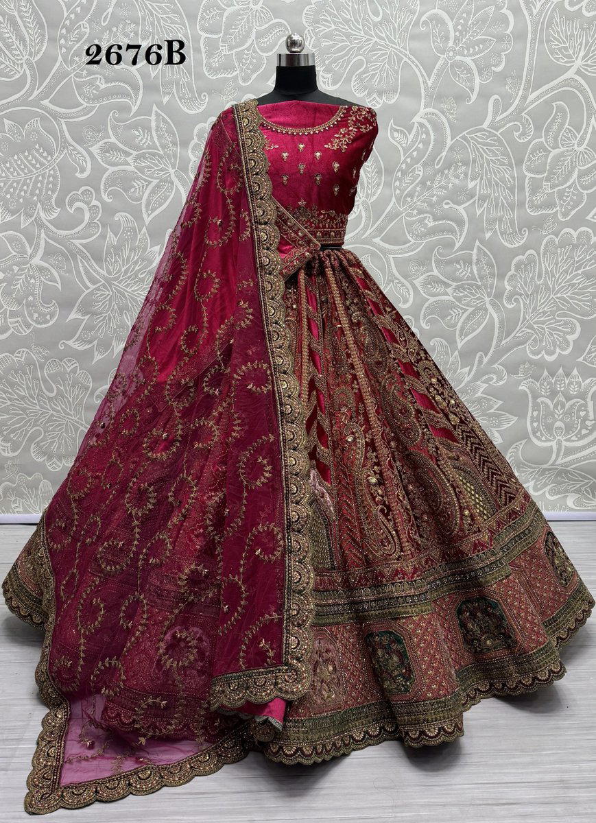 D.NO. 2676 A & 2676 B BY ANJANI ART NET EMBROIDERY LEHENGA CHOLI MANUFACTURER IN INDia 1