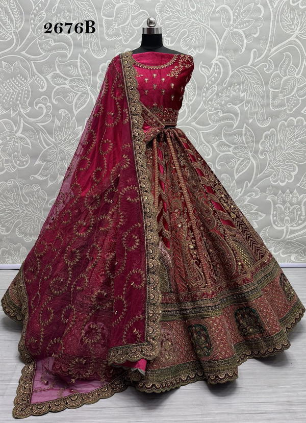 D.NO. 2676 A & 2676 B BY ANJANI ART NET EMBROIDERY LEHENGA CHOLI MANUFACTURER IN INDia