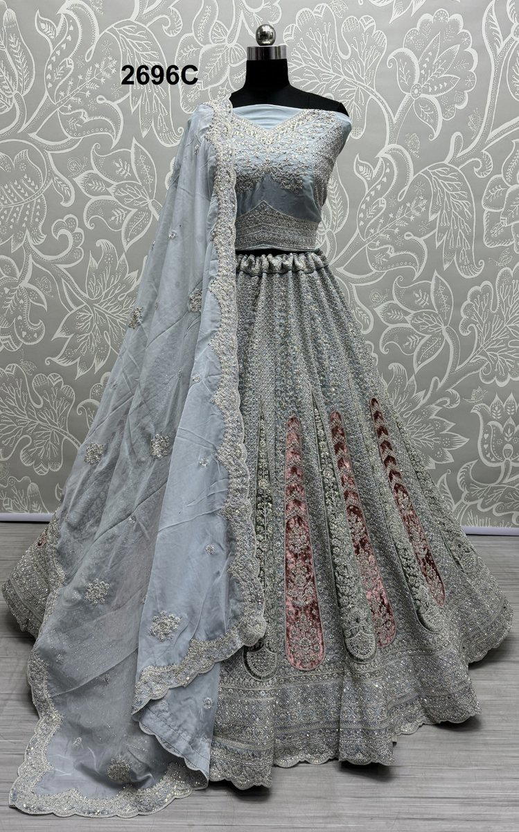 ANJANI ART 2696A TO 2696C DESIGNER GEORGETTE WEDDING LEHENGA CHOLI WHOLESALER IN INDIA 1