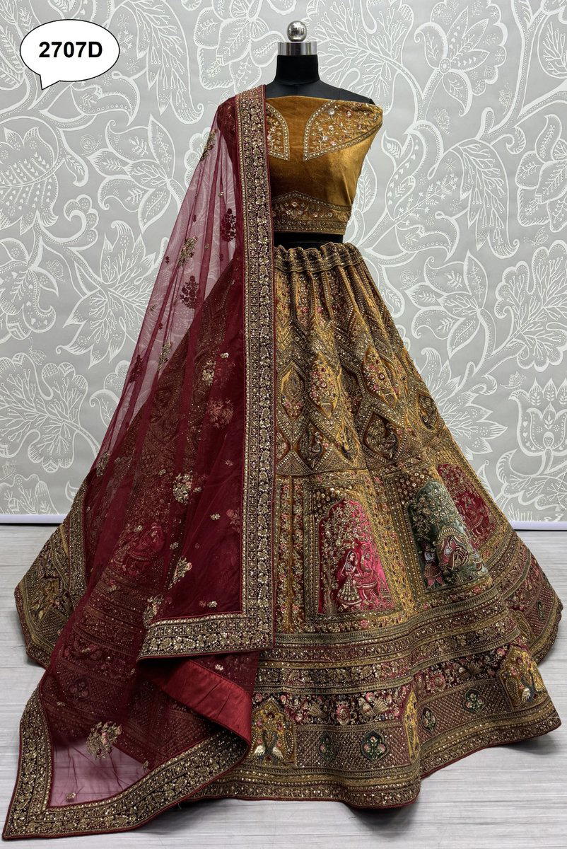 ANJANI ART 2707 COLOUR’S 2707A TO 2707D DESIGNER WEDDING LEHENGA CHOLI WHOLESALER IN INDIA 1