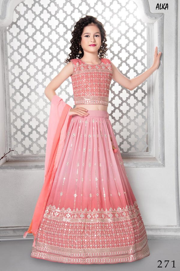 ALKA VOL 39 BY ALKA FOX GEORGETTE KIDS LEHENGA CHOLI WHOLESALER IN SURAT