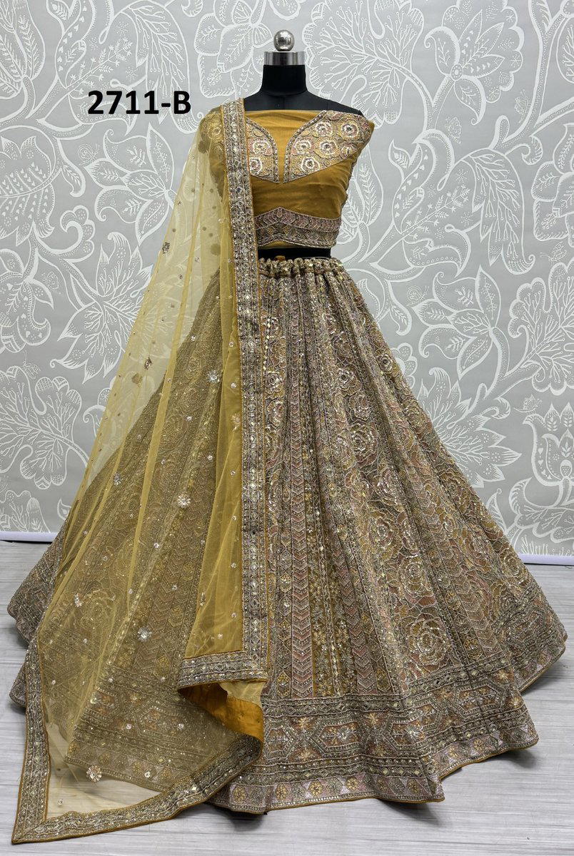 ANJANI ART 2711 COLOUR’S 2711A TO 2711C DESIGNER WEDDING LEHENGA CHOLI WHOLESALER IN SURAT 1