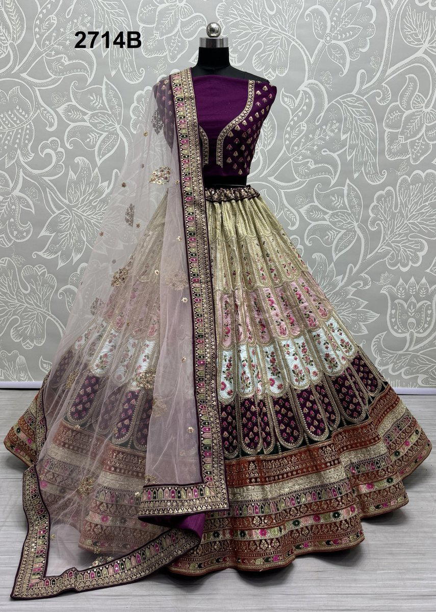 ANJANI ART 2714 COLOUR'S 2714A & 2714B DESIGNER WEDDING LEHENGA CHOLI WHOLESALER IN SURAT 1