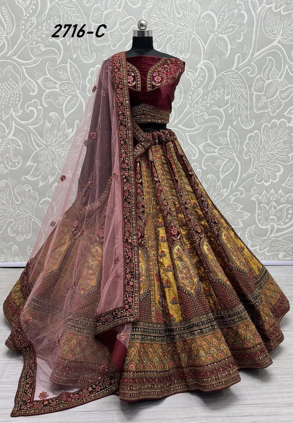 ANJANI ART 2716A TO 2716C DESIGNER WEDDING LEHENGA CHOLI WHOLESALER IN SURAT