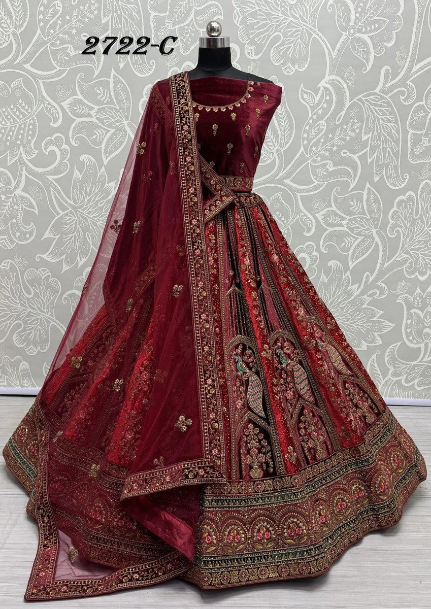 ANJANI ART 2722A TO 2722C DESIGNER WEDDING LEHENGA CHOLI WHOLESALER IN SURAT 1