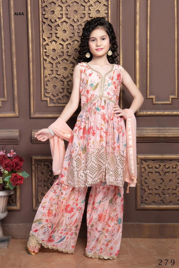 AARADHNA VOL 41 BY ALKA HEAVY EMBROIDERY DESIGNER KIDS LEHENGA CHOLIMANUFACTURER IN INDIA