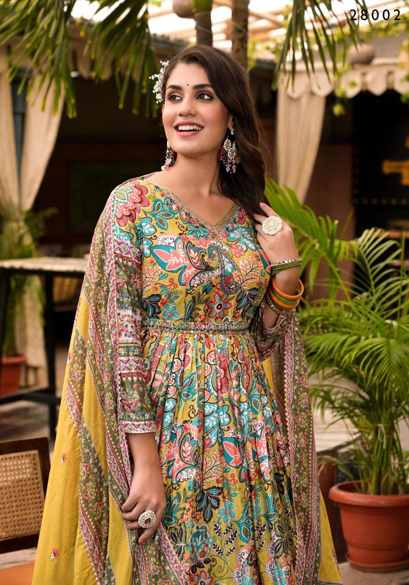 TEJASVEE SANJ 28001 TO 28004 DESIGNER SILK GOWN WHOLESALER IN INDIA 1