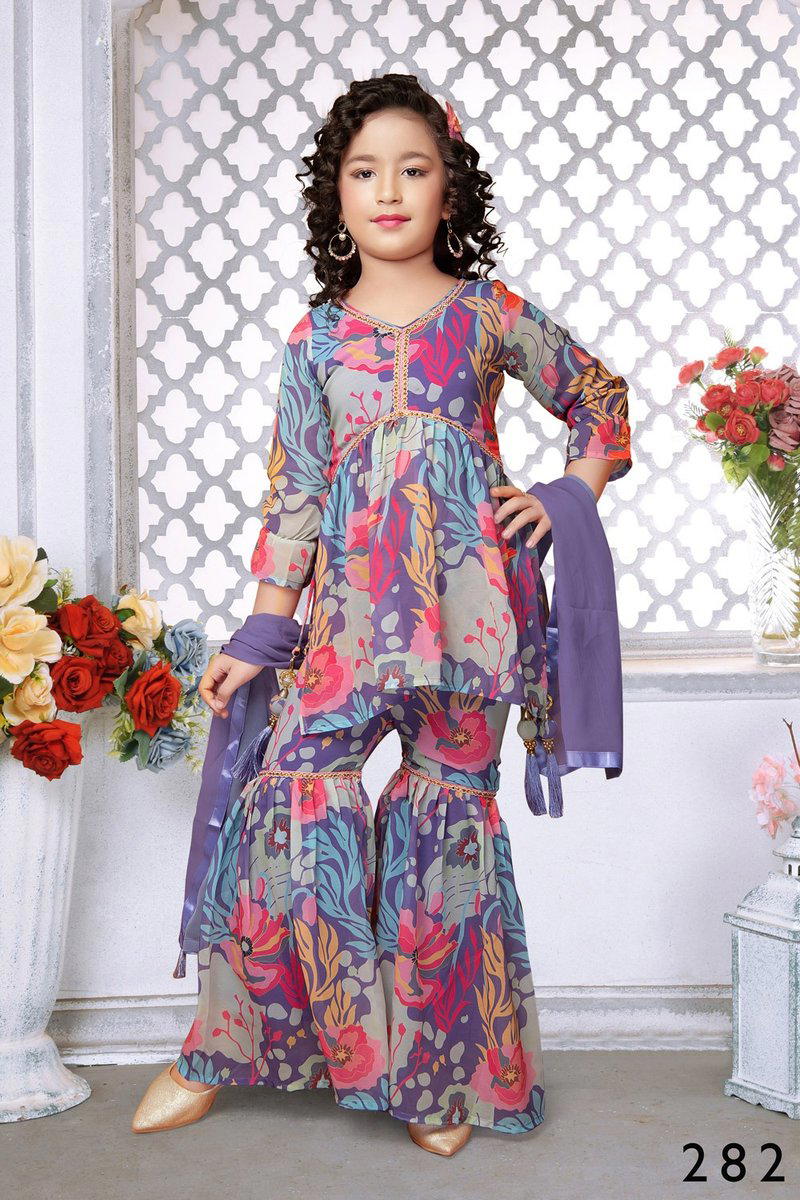 AARADHNA VOL 42 BY ALKA FAUX GEORGETTE KIDS WEAR WHOLESALER IN INDIA 1