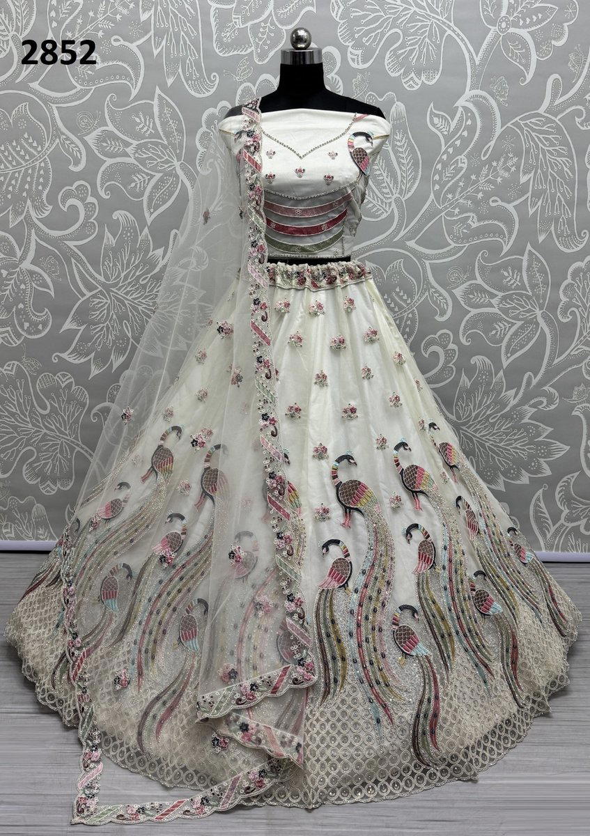 ANJANI ART 2852 DESIGNER NET WEDDING LEHENGA CHOLI WHOLESALER IN INDIA 1