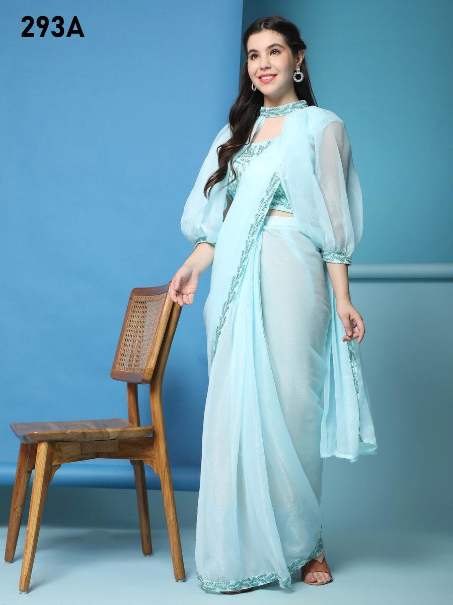 D.NO. 293A TO 293C BY AMOHA FANCY PARTY WEAR SAREE WHOLESALER IN INDIA 1