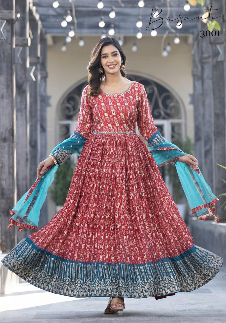 BASANTI BASANTI VOL-03 3001 TO 3003 DESIGNER GOWN WHOLESALER IN SURAT 1