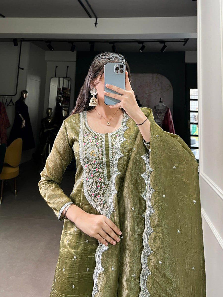 LNB 3037 OLIVE GREEN DESIGNER SALWAR SUIT WHOLESALER IN INDIA 1