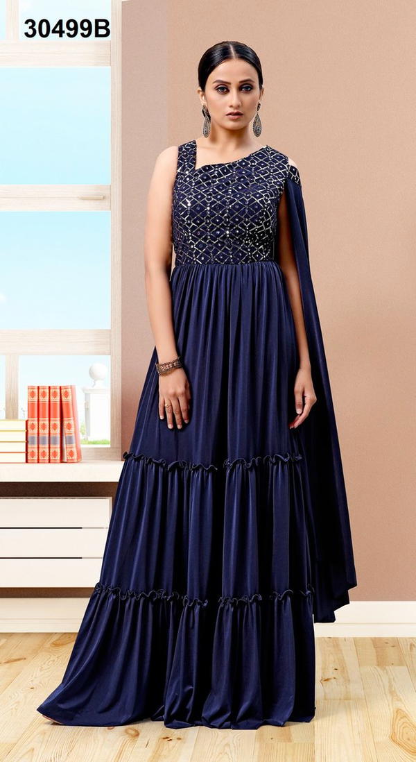D.NO. 30499A TO 30499E NX BY LYCRA GOWN WHOLESALER IN INDIA