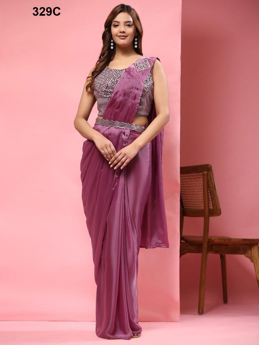 D.NO. 329A TO 329D BY AMOHA SATIN SAREE MANUFACTURER IN INDIA 1
