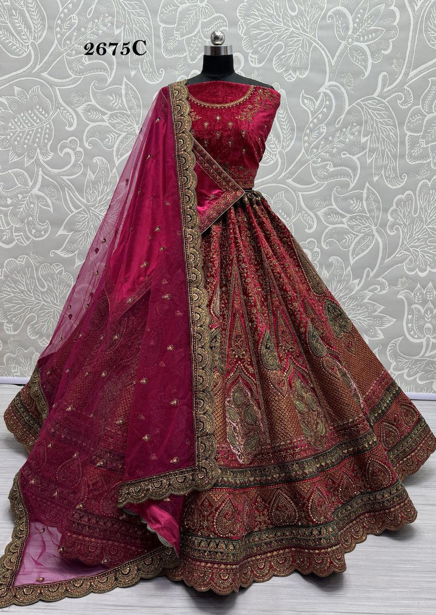 D.NO. 2675A TO 2675D BY ANJANI ART EMBROIDERY LEHENGA CHOLI WHOLESALER IN INDIA 1