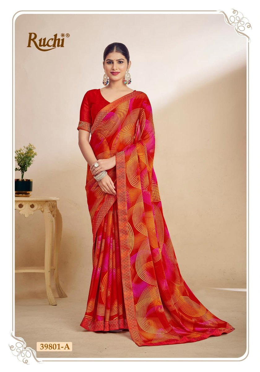 RUCHI SIMAYAA VOL-29 39801A TO 39803D DESIGNER CHIFFON SAREE WHOLESALER IN INDIA 1